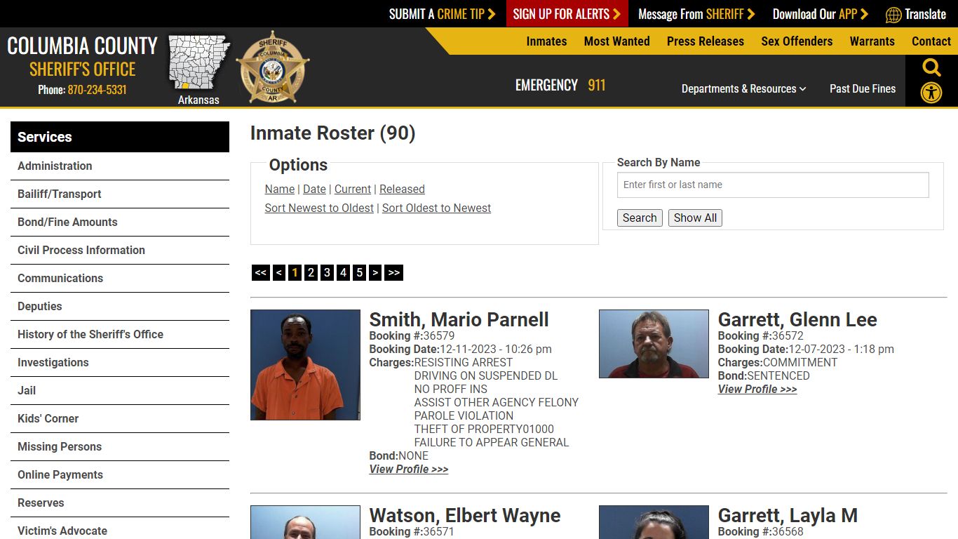 Inmate Roster - Current Inmates Booking Date Descending - Columbia ...